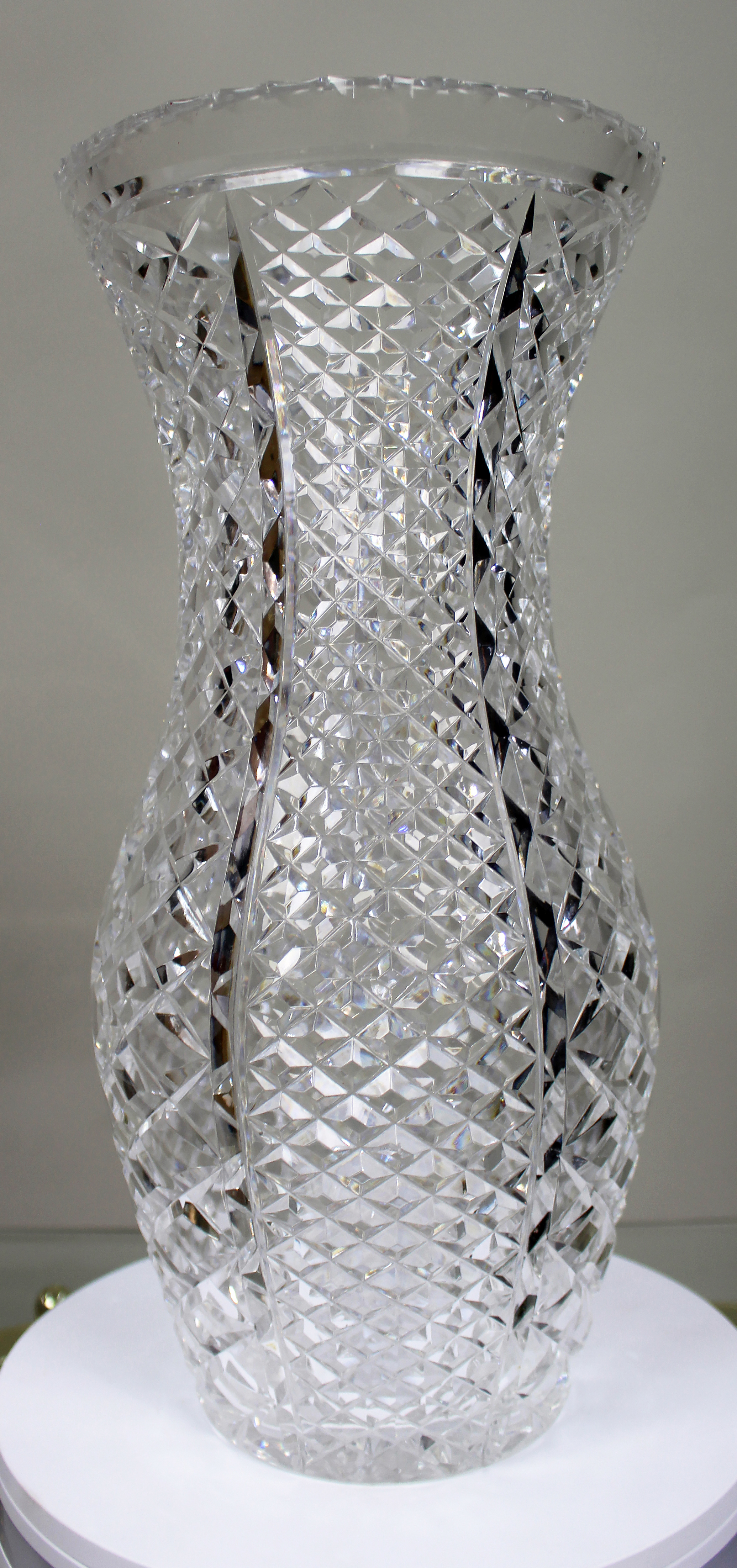 Pair of Monumental Bowes-Lyon Cut Crystal Vases