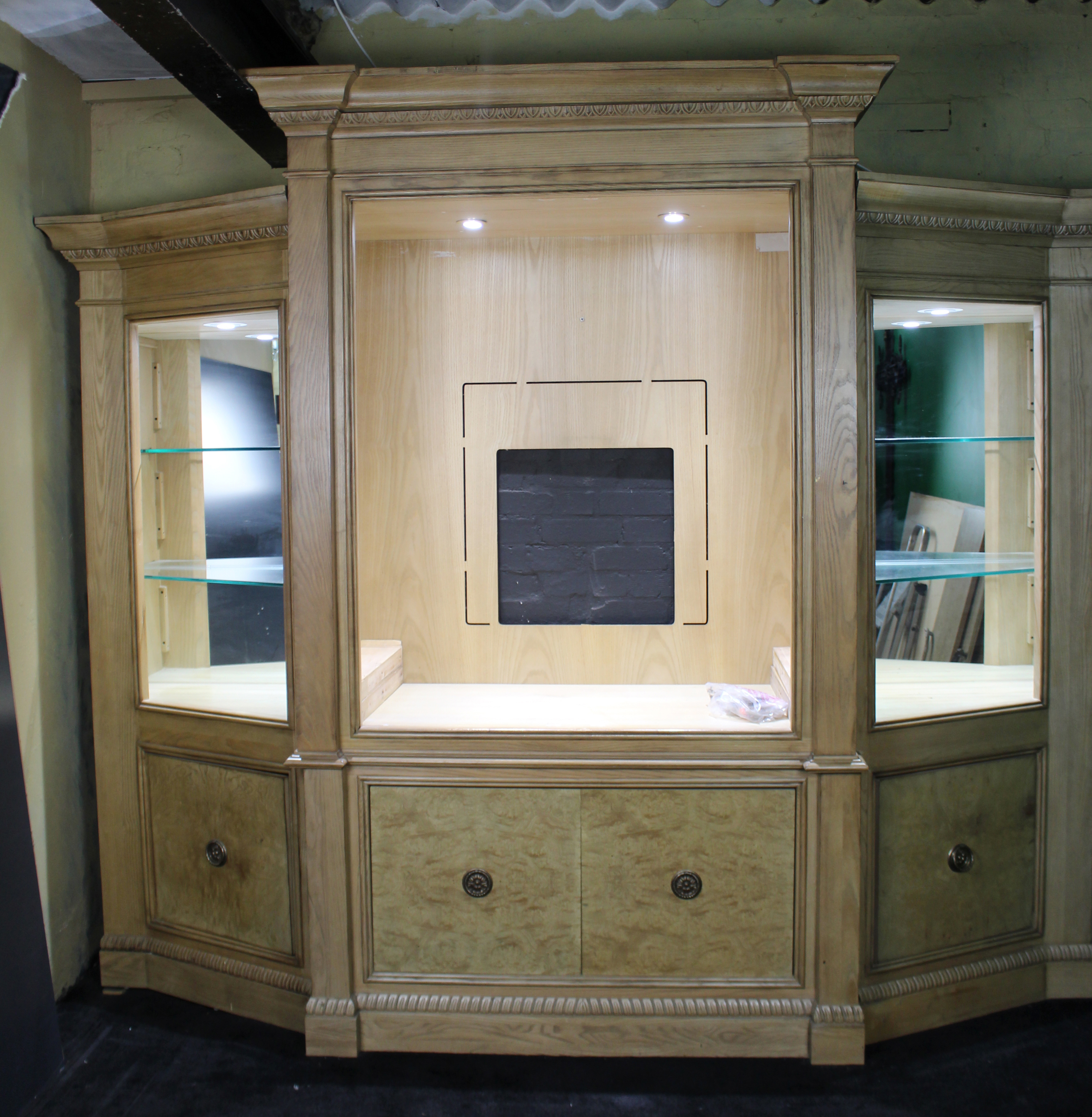 Vintage Hollywood Regency Fitted Pediment Cabinet Unit by Drexel Heritage