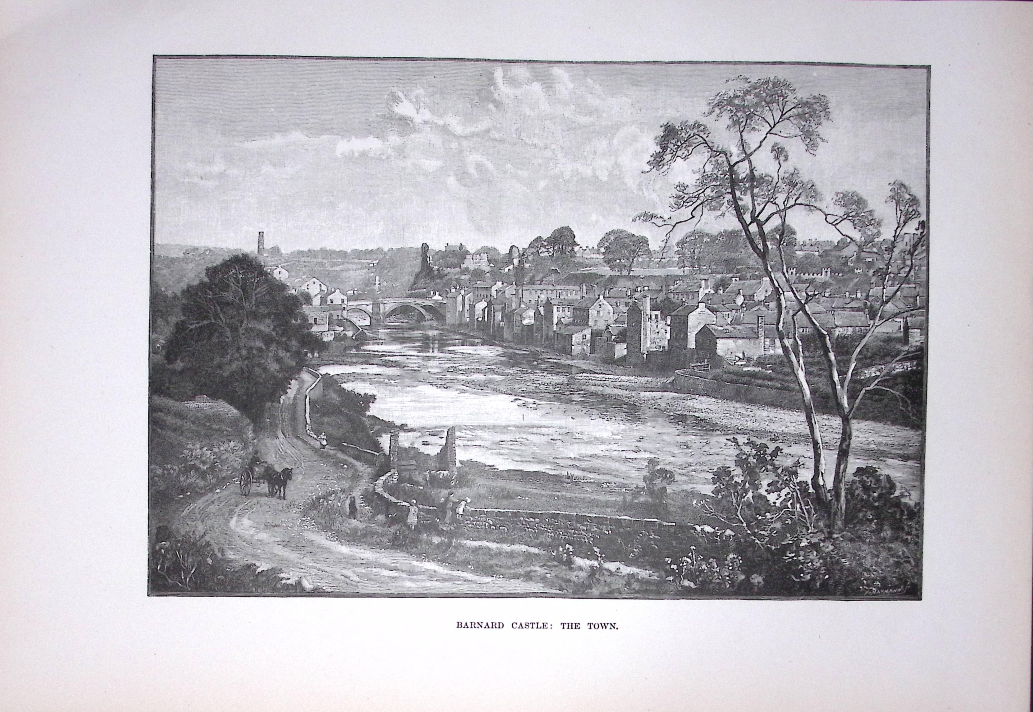 Durham Barnard Castle & The Town Antique 134 Years-Old Illustration-7