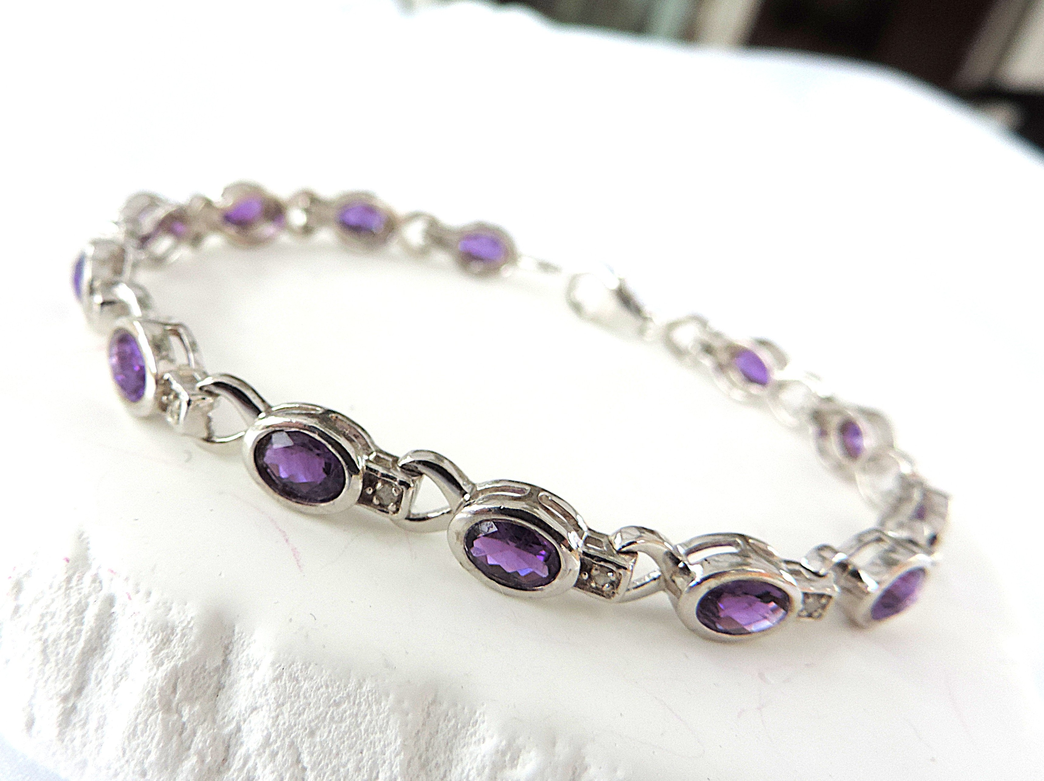 Artisan 925 Silver 5.85 Carat Amethyst Gemstone Bracelet