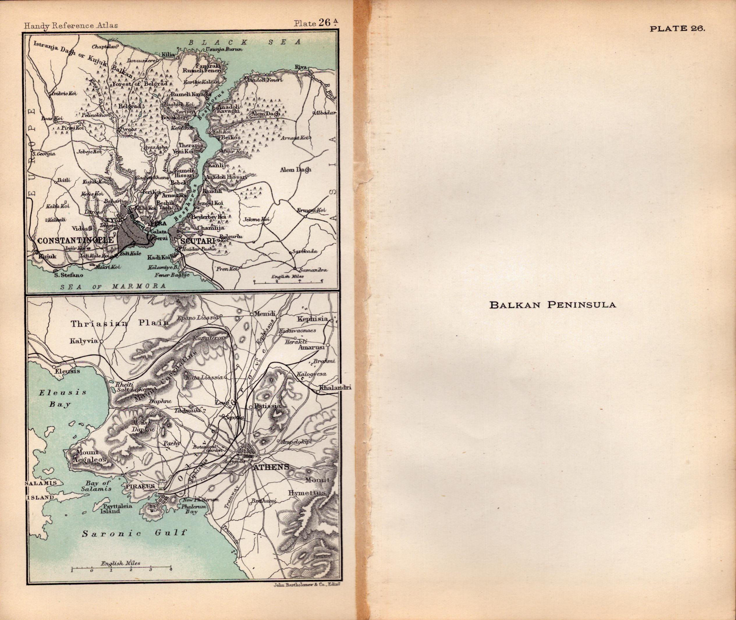 Balkan Peninsula  Double Sided Victorian Antique 1898 Map.
