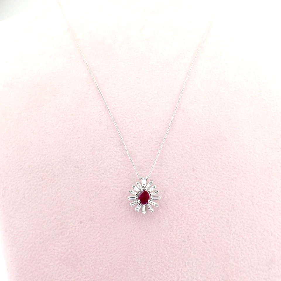 Natural Diamond 18K White Gold Necklace