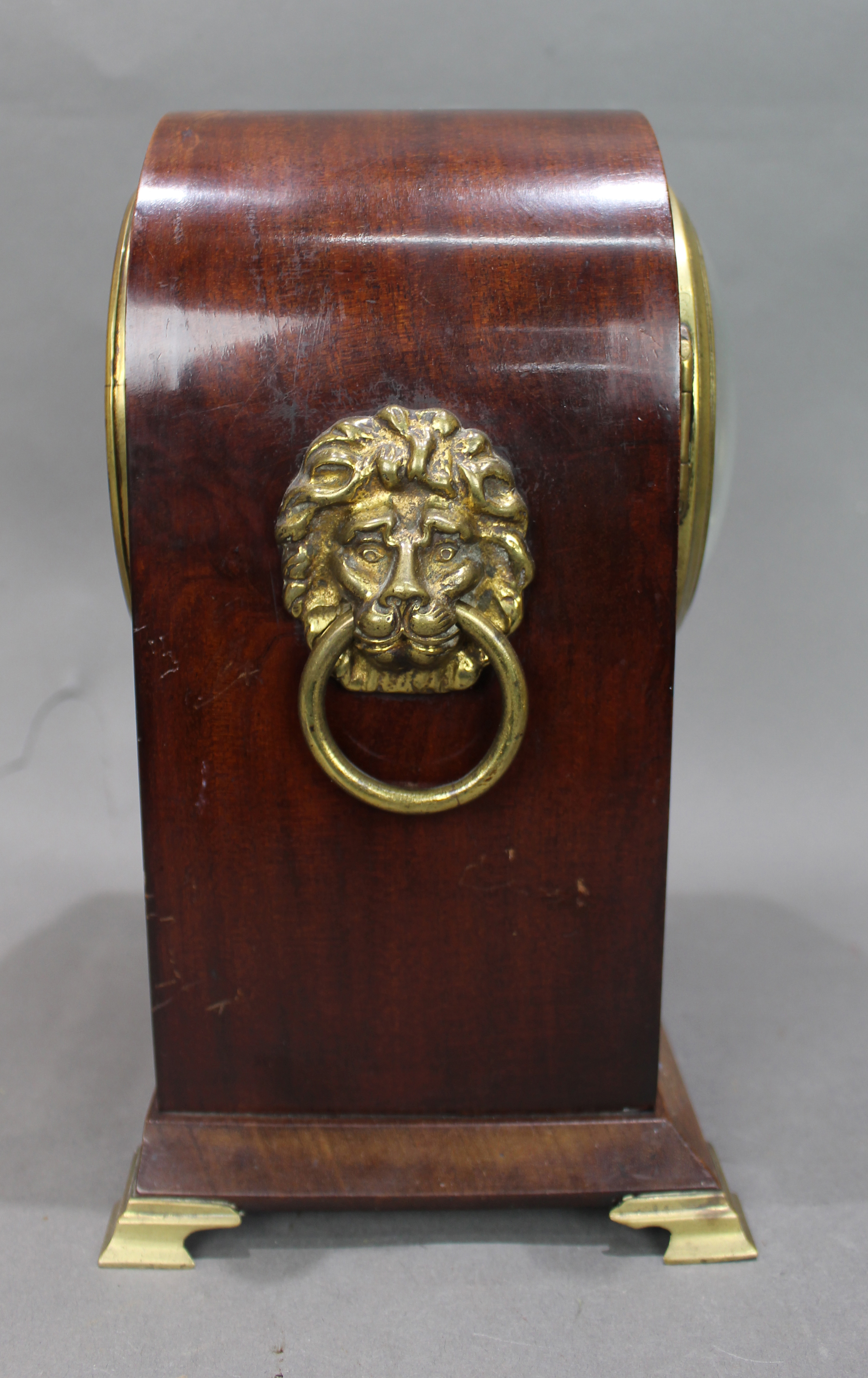 Antique French Mahogany & Brass Inlaid Mantel Clock by Marti c.1900