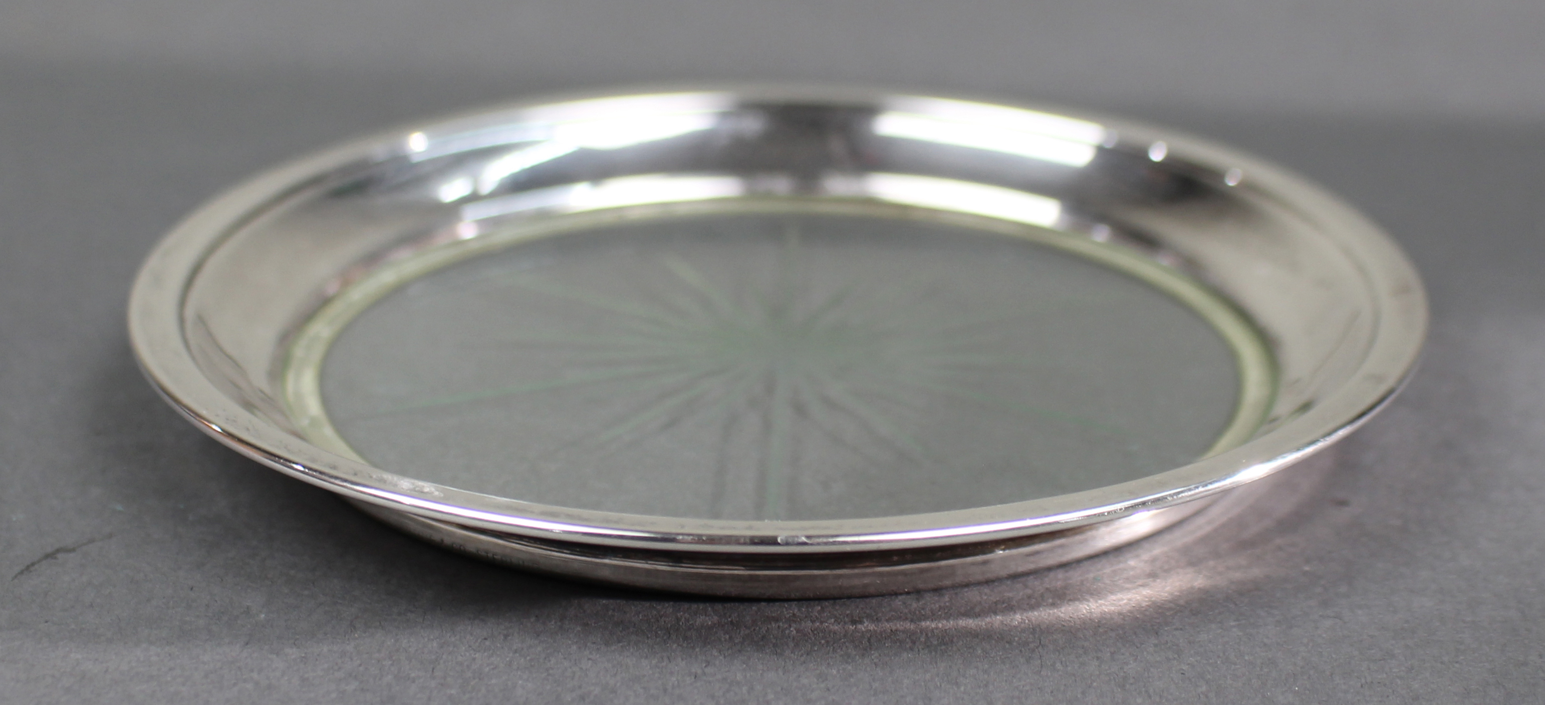 Vintage Silver Plated Etched Crystal Wine Coaster