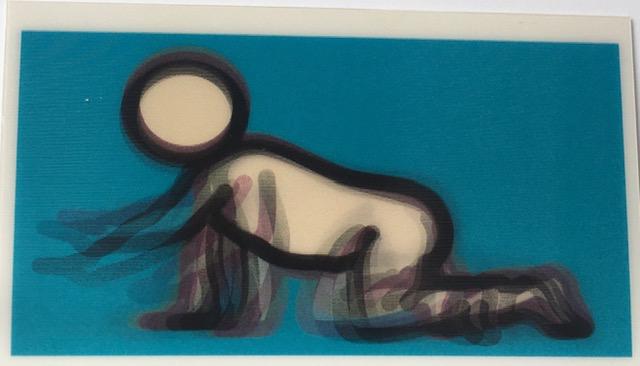 Julian Opie (1958-) 3D Lenticular Moving Image, in Colours ‘Dino Crawling’ Framed, 2012