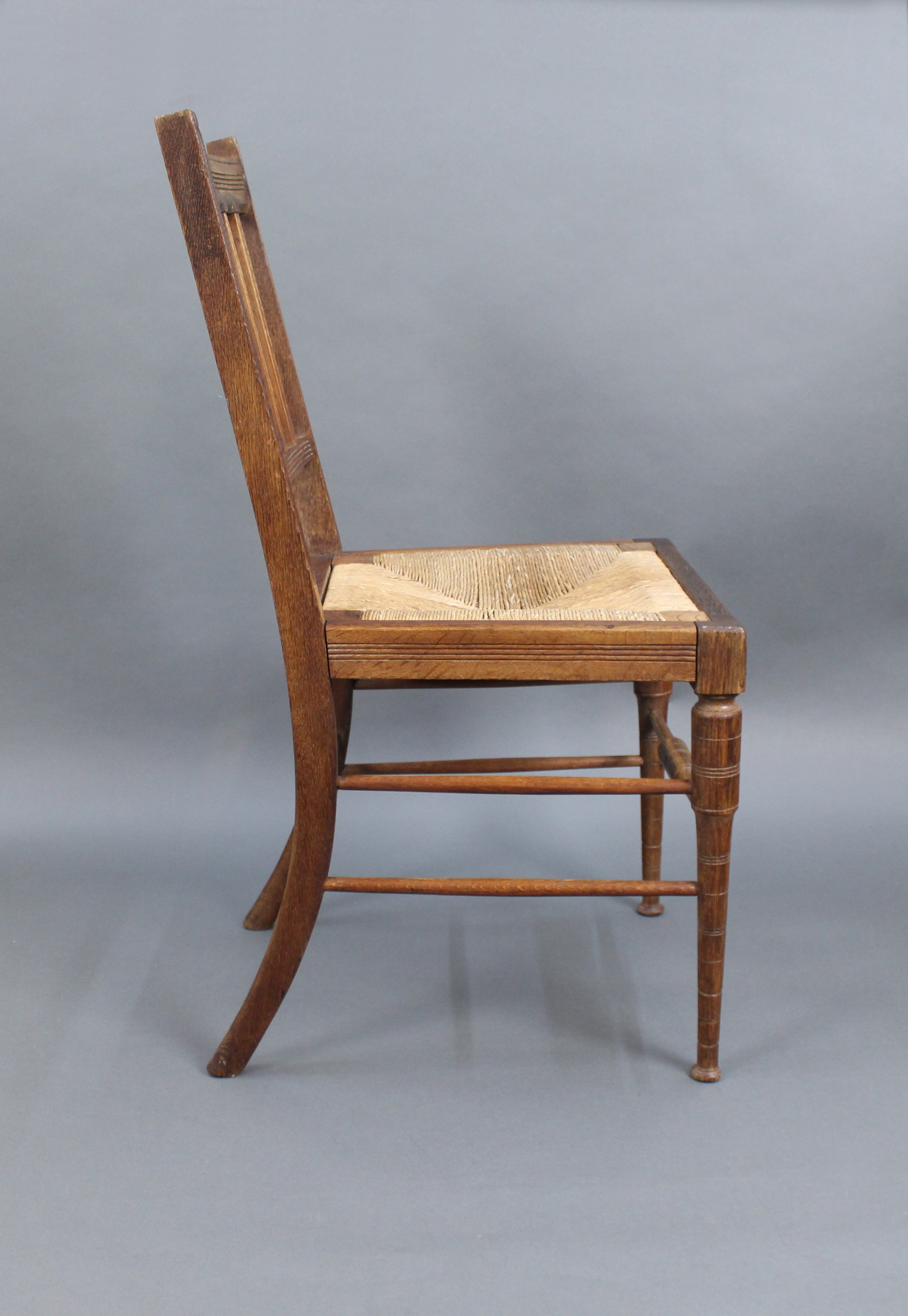 Edwardian Beech Occasional Chair with Rush Seat