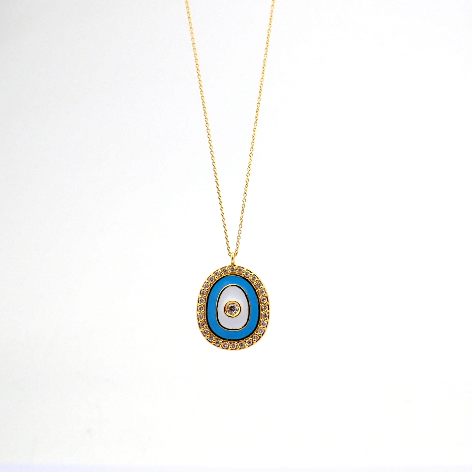 Natural Diamond 18K Yellow Gold Necklace