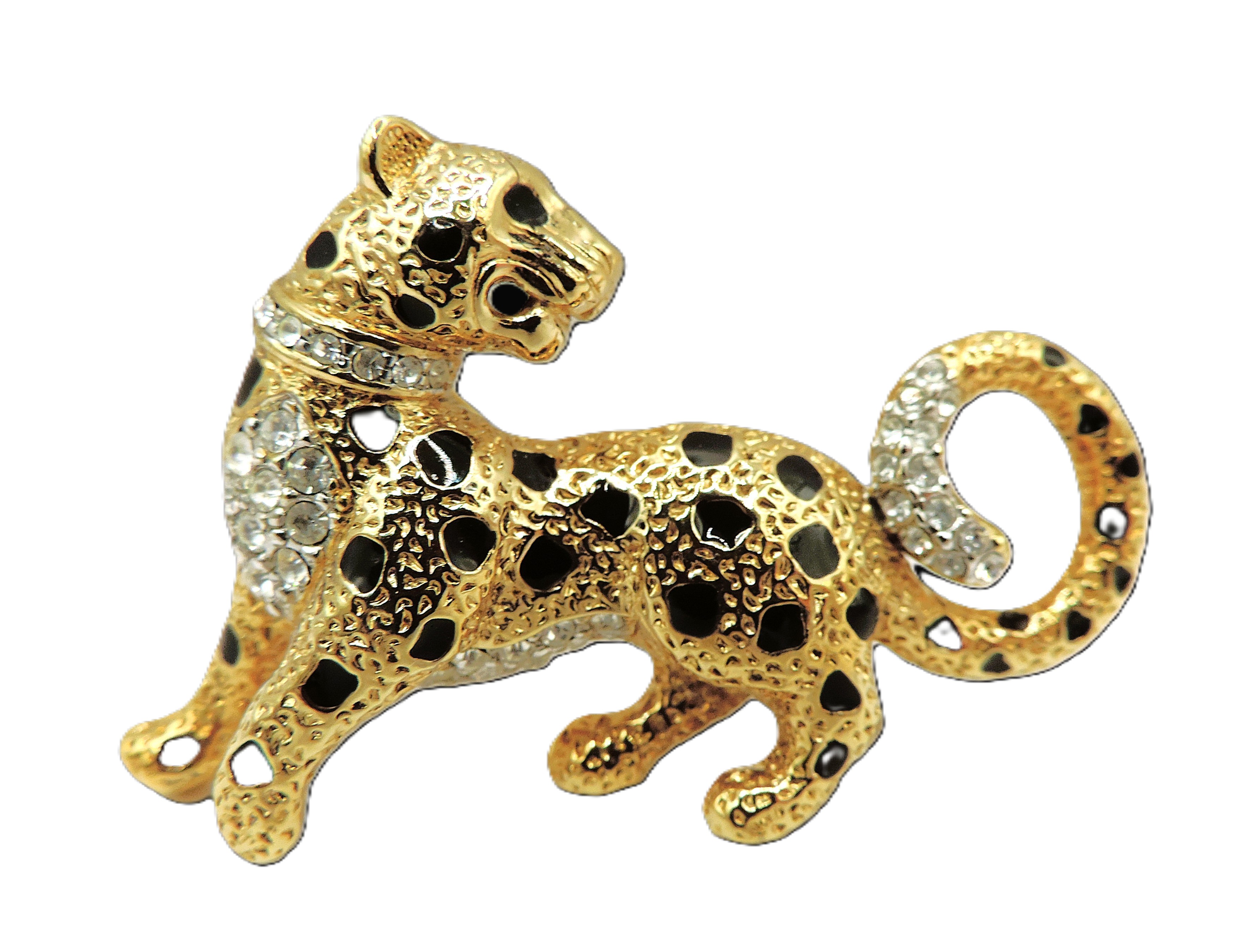 Vintage Attwood & Sawyer 22K Gold Plated Leopard Brooch Original Box