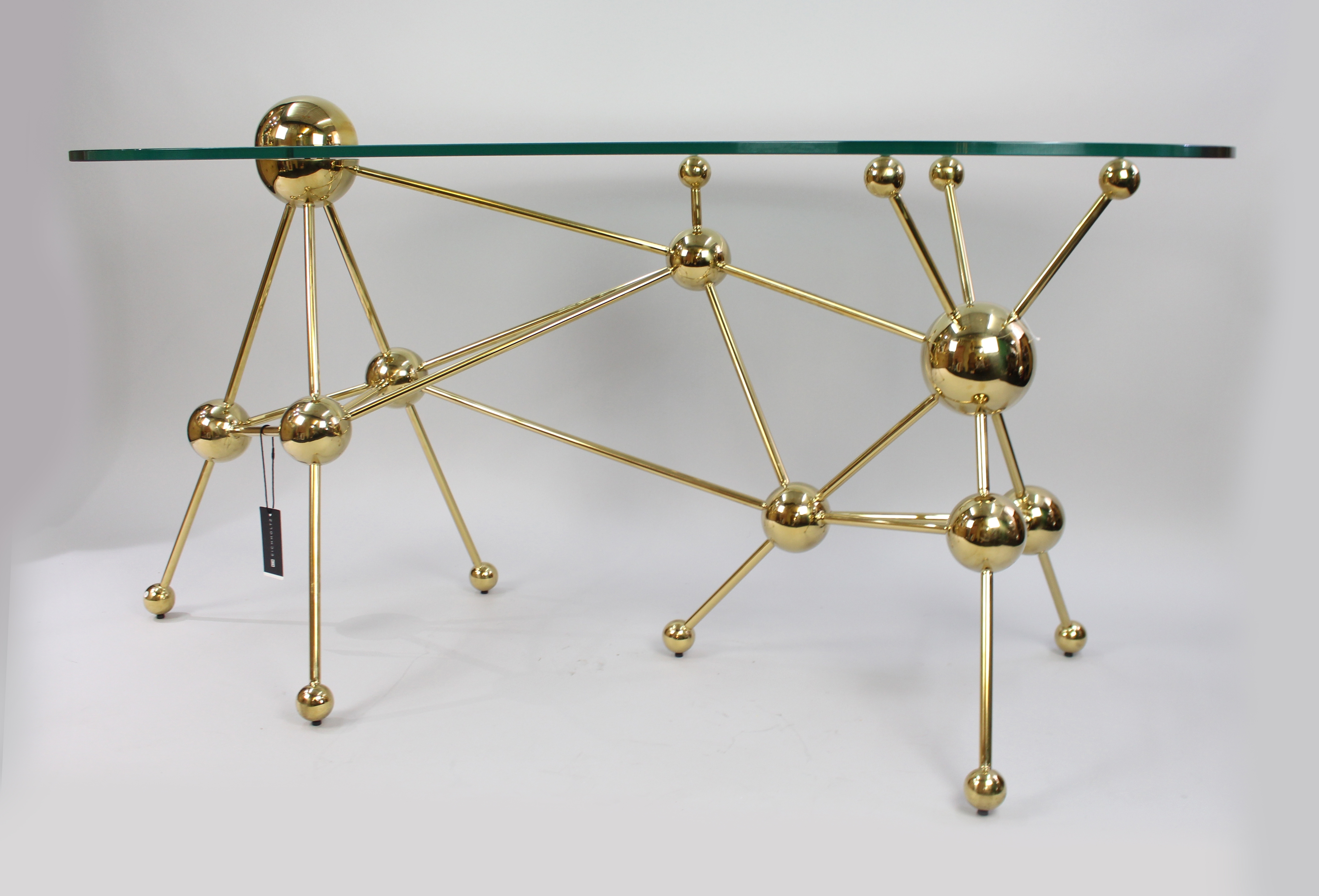 Contemporary Kidney Shaped Glass Table by Eichholtz with Gold Frame