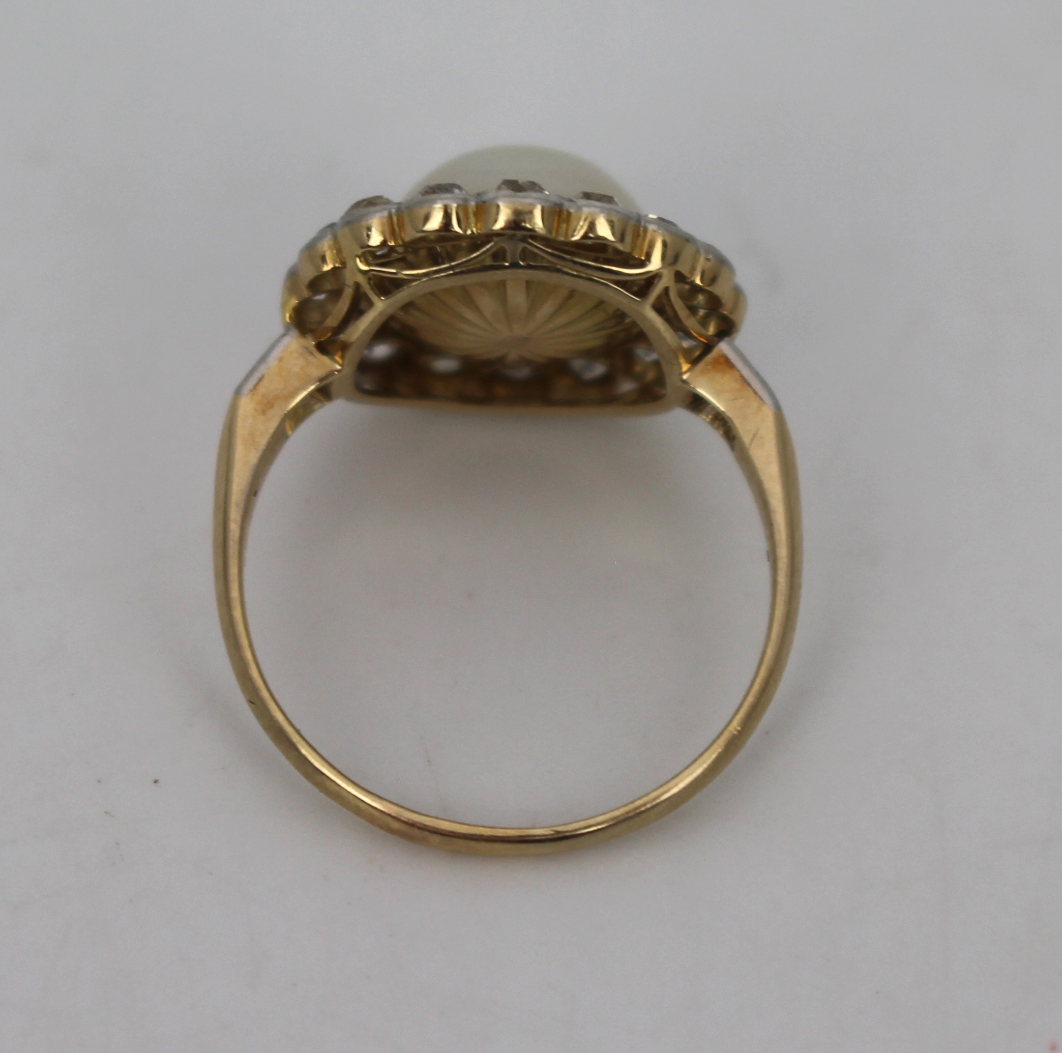 Pearl Set Ring with Diamond Surround