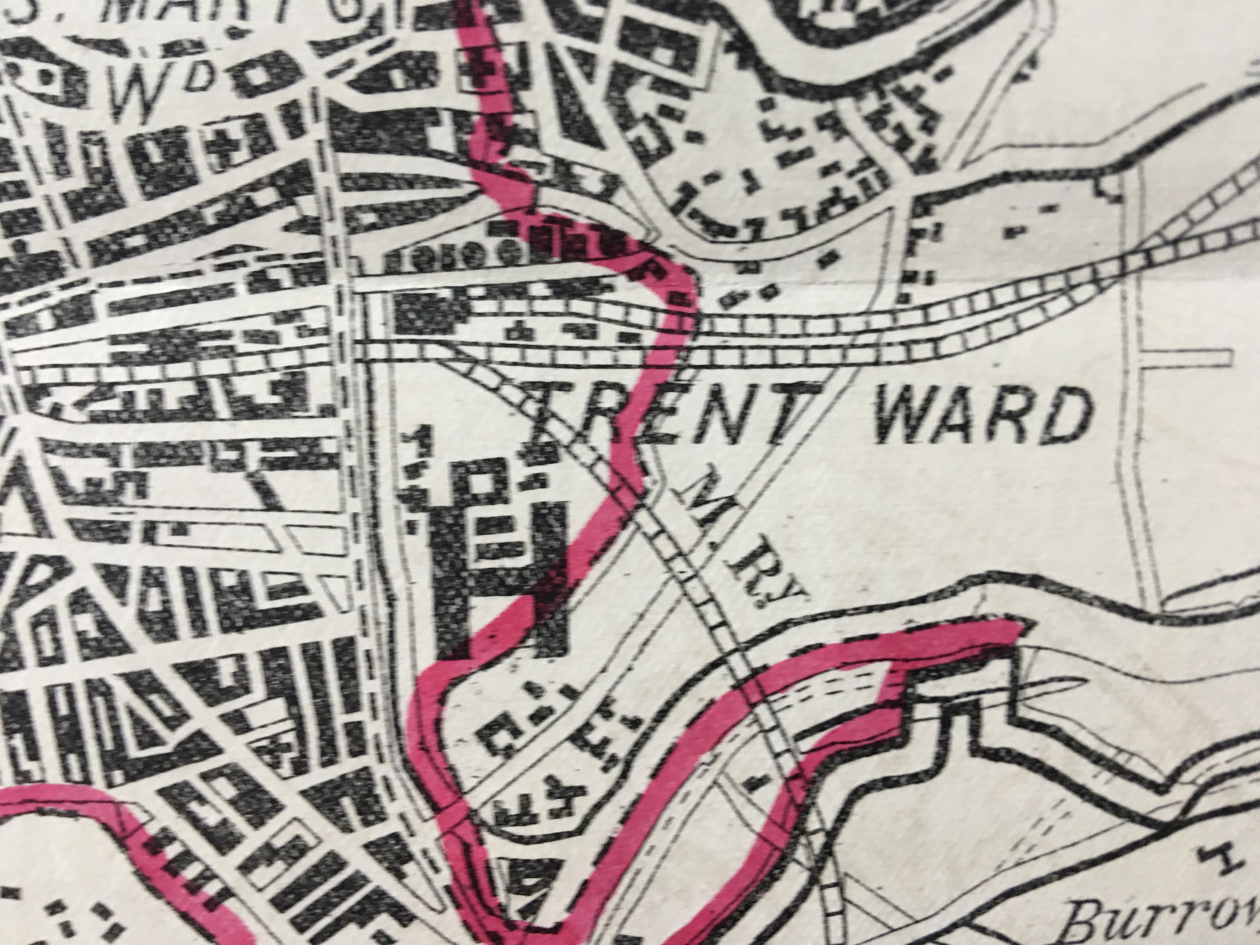 Antique 139 Years-Old Scarce Map City of Nottingham 1885 Boundary Changes.