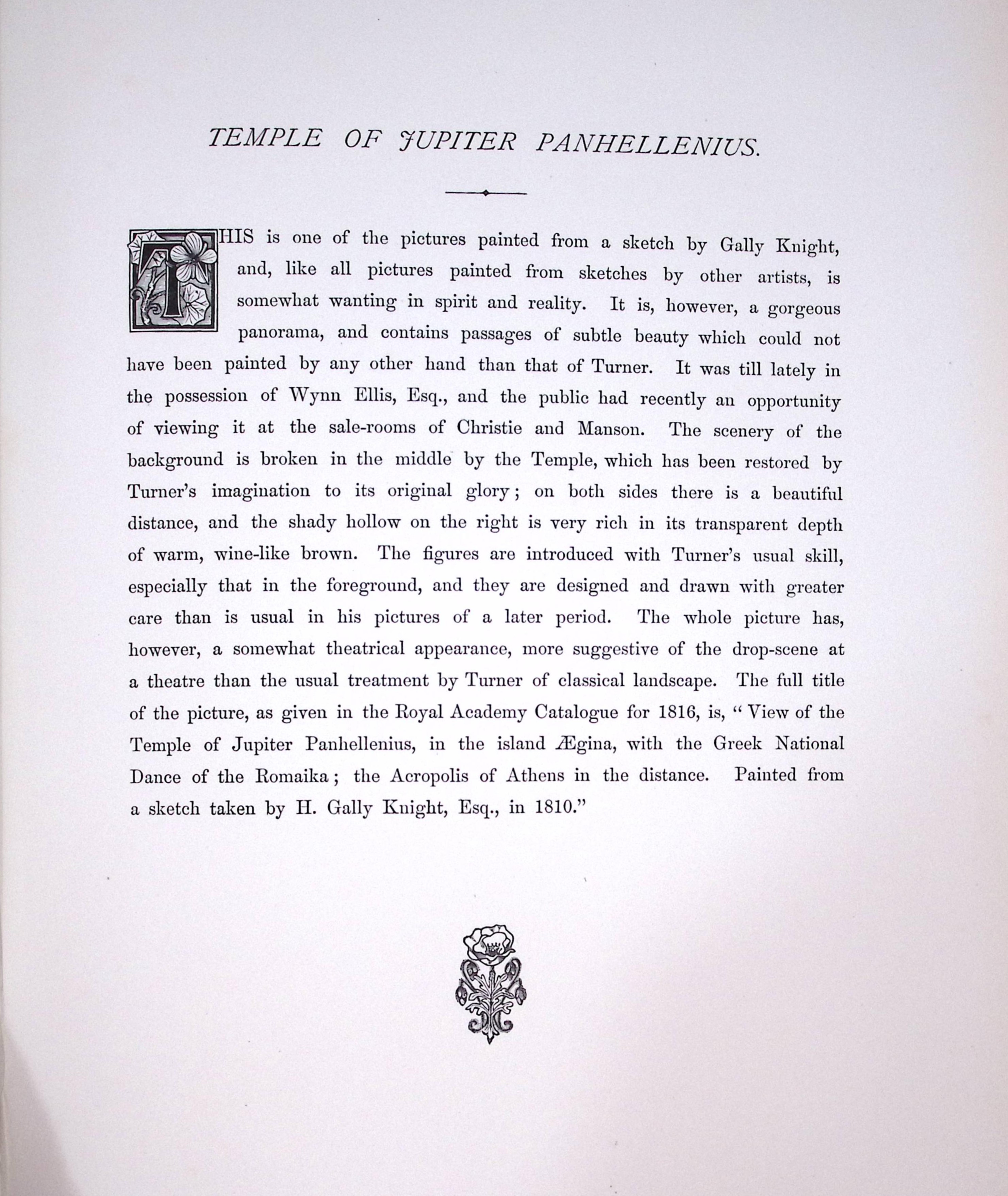 J.M.W Turner Temple of Jupiter Panhellenius Greece Antique Steel Engraving-57-TR