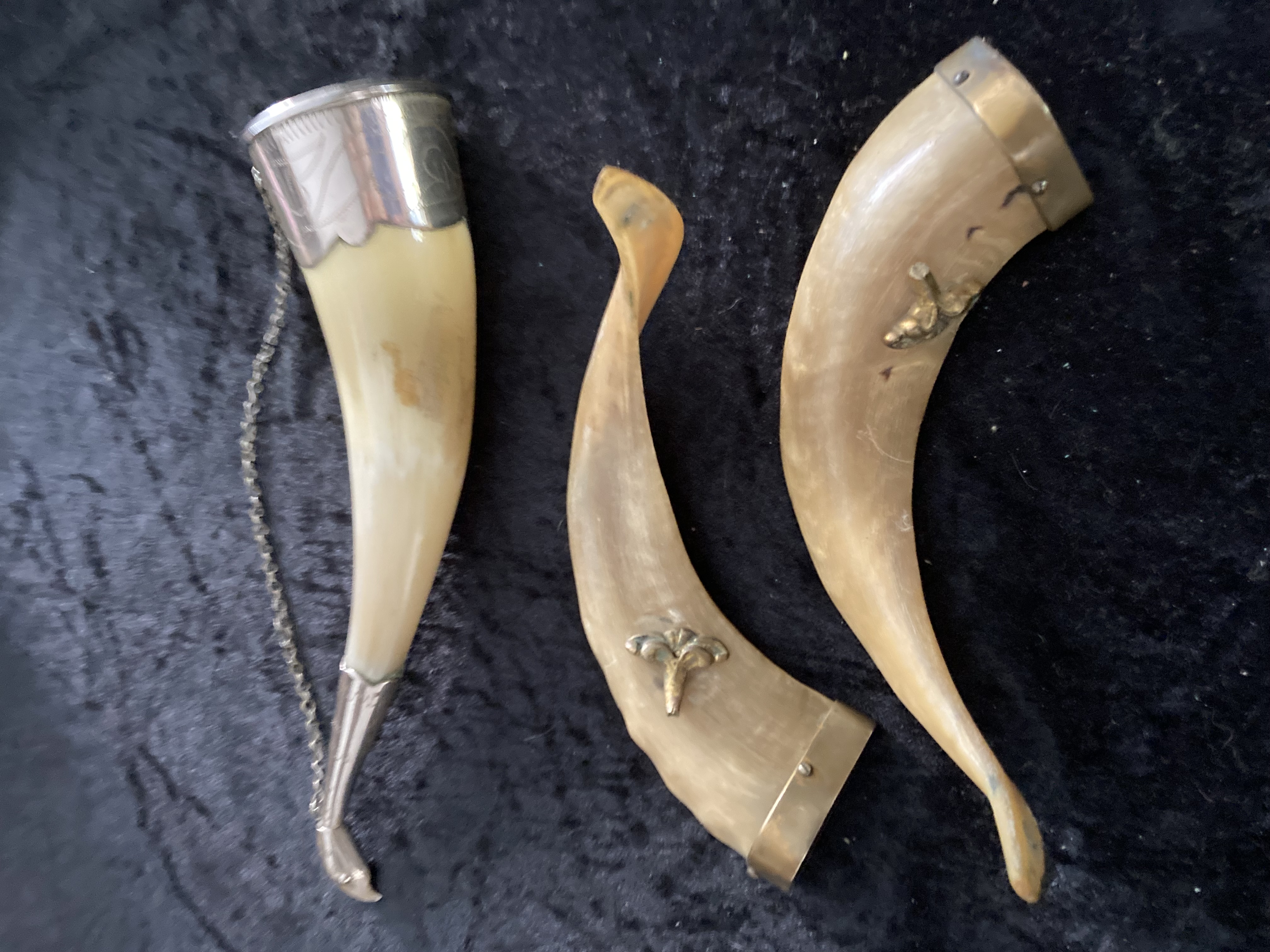 3 Vintage Decorative Horns