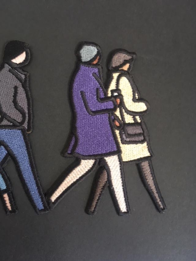 Julian Opie (1958-) ‘London Couples’, Embroidered Figurines On Board, Framed, 2021