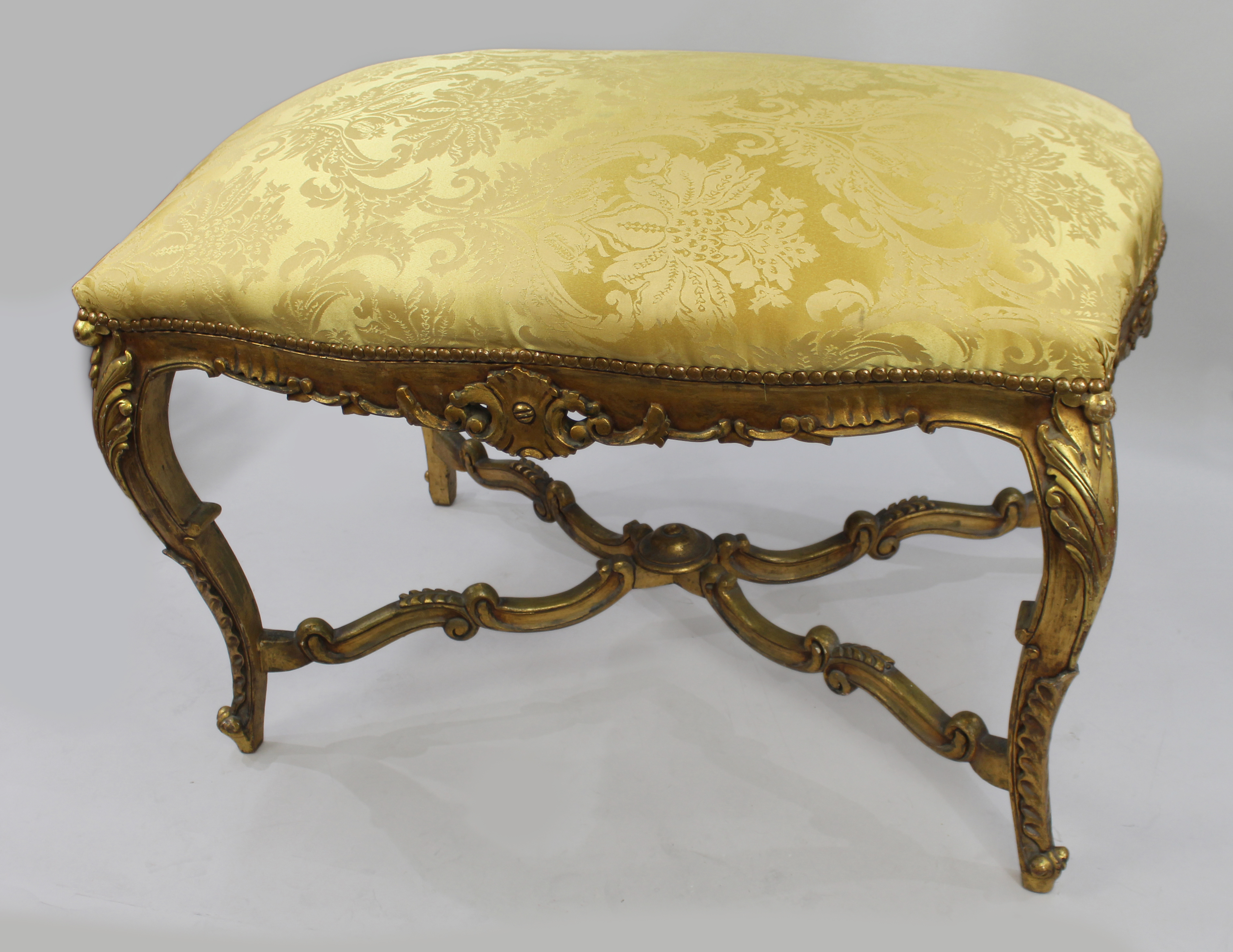 Large Louis XV Style Giltwood Upholstered Banquette