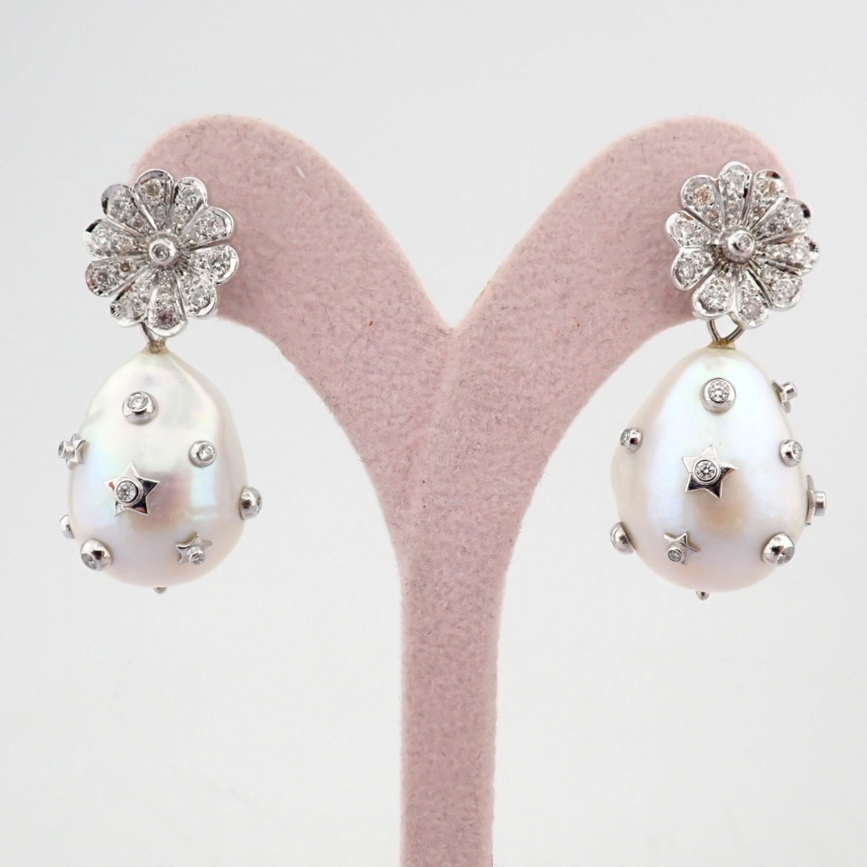 Natural Diamond 14K White Gold Earring