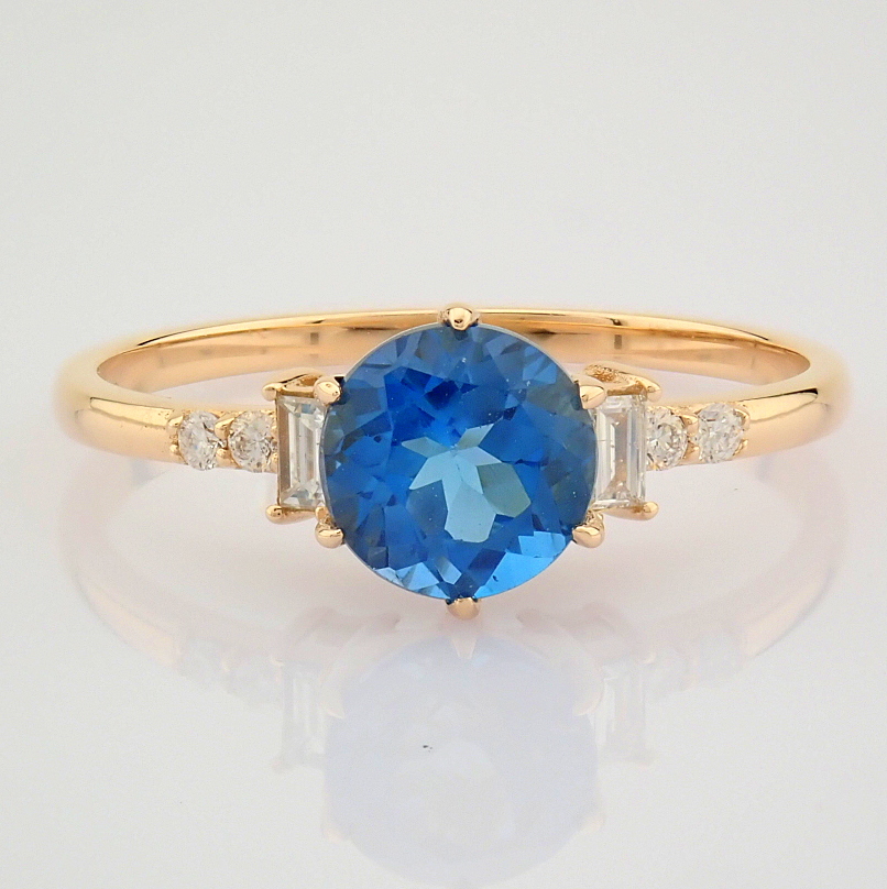 Certificated 14K Rose/Pink Gold Baguette Diamond & Diamond Ring (Total 1.44 ct Stone)
