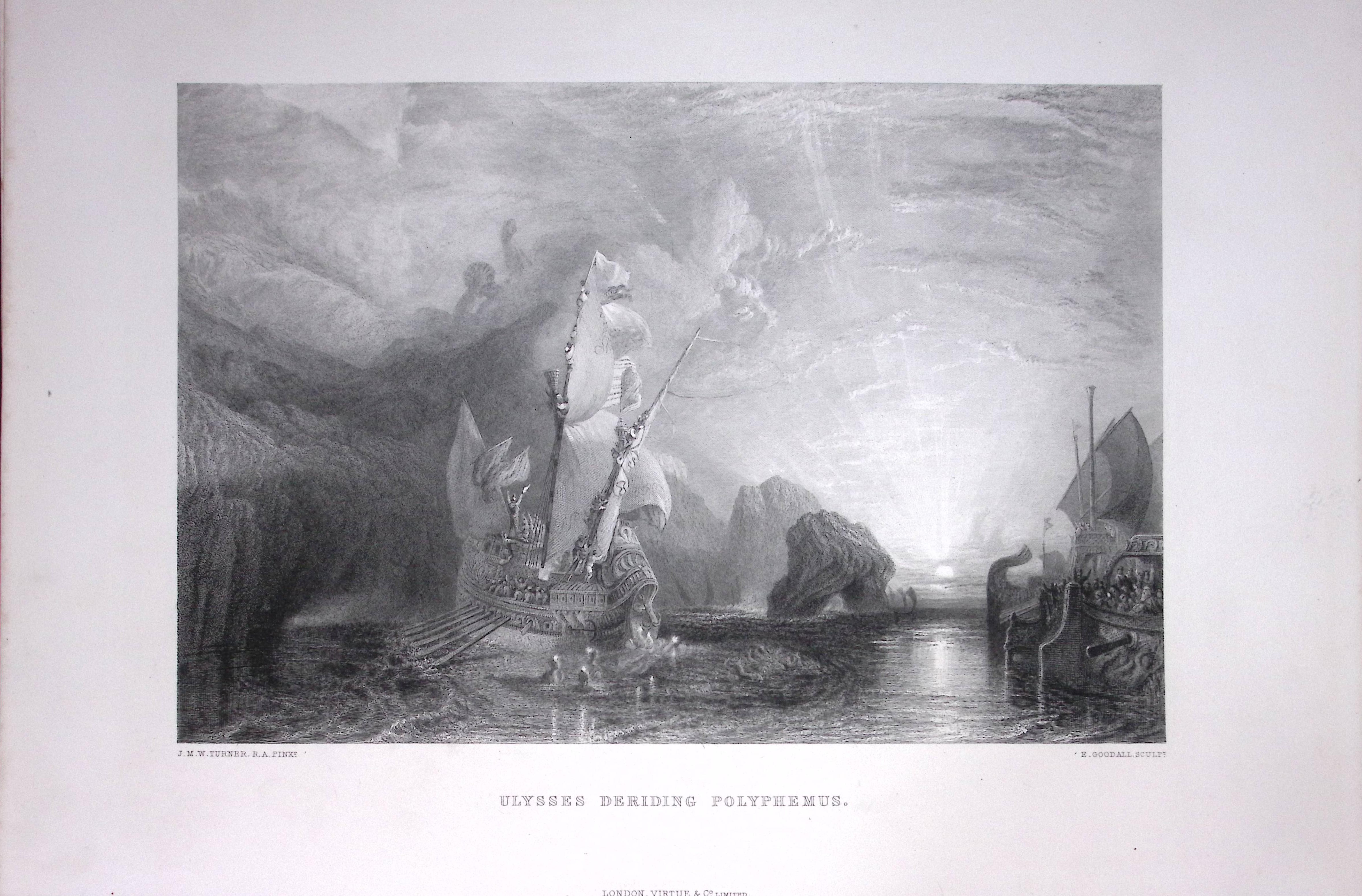 J.M.W Turner Ulysses Deriding Polyphemus Antique Steel Engraving-34-TR