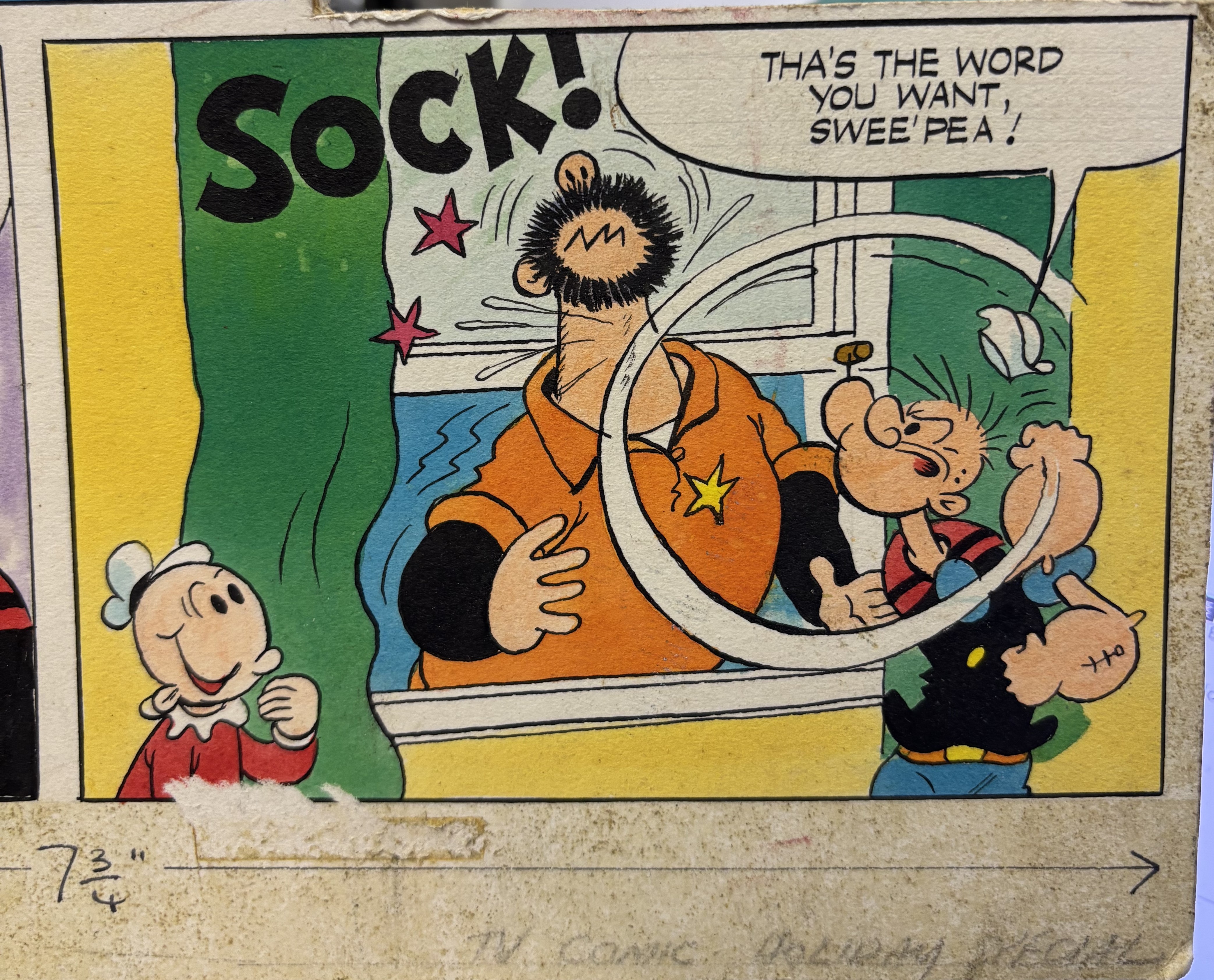Original Popeye Artwork For 1970's TV Comic Free Post In UK