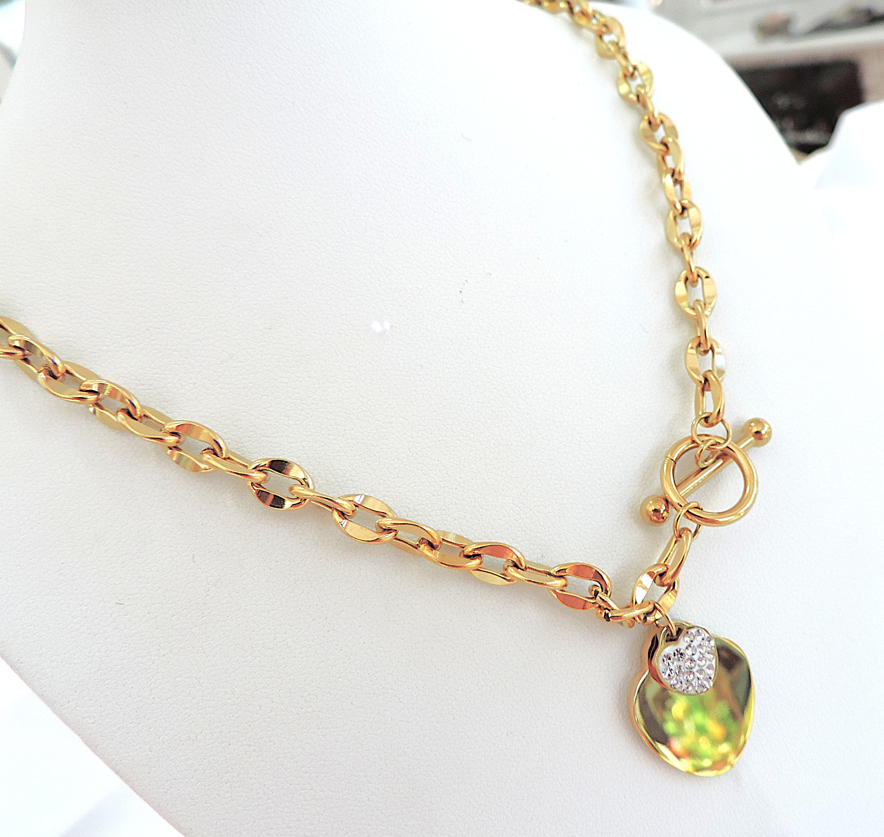 Orrevé Gold Plated Crystal Heart Necklace 'New with Gift Box'