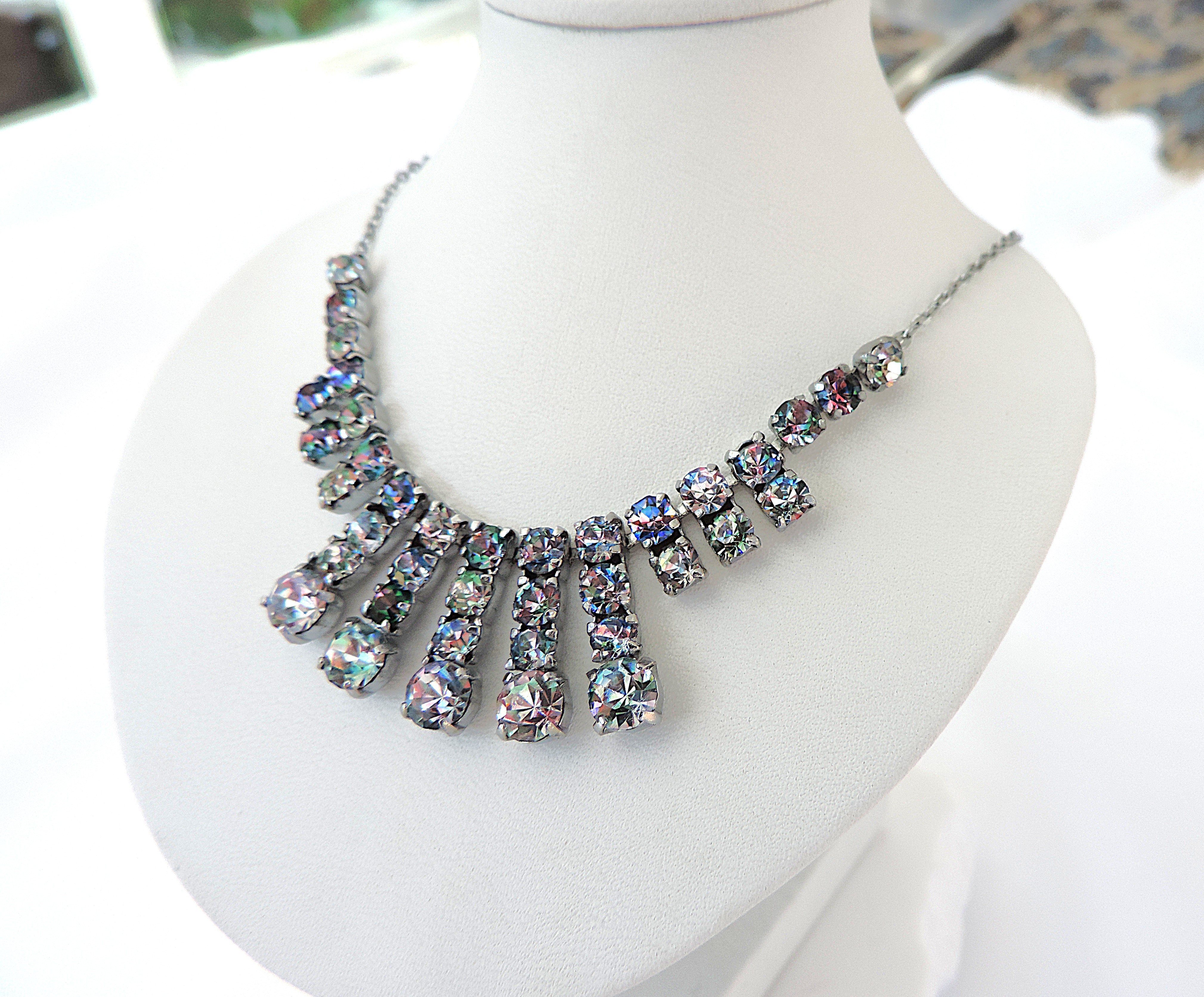 Vintage Art Deco Iris Crystal Necklace Circa 1930's