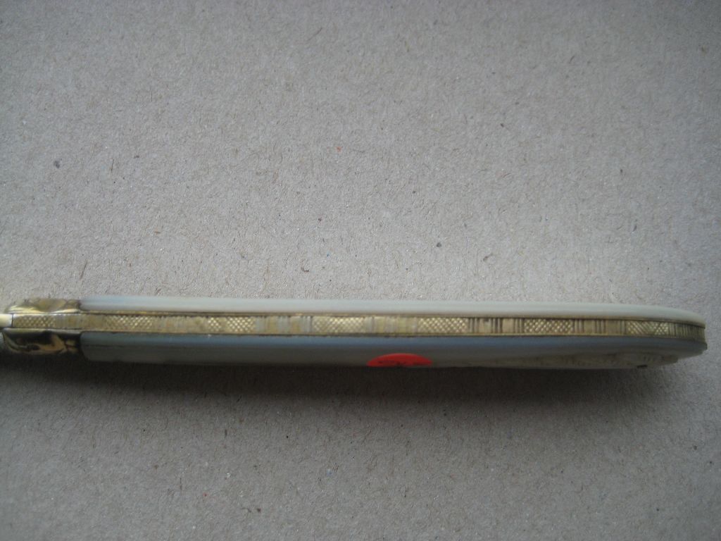Rare Victorian Mother of Pearl Hafted Silver-Gilt Bladed Folding Fruit Knife, Sheffield 1874