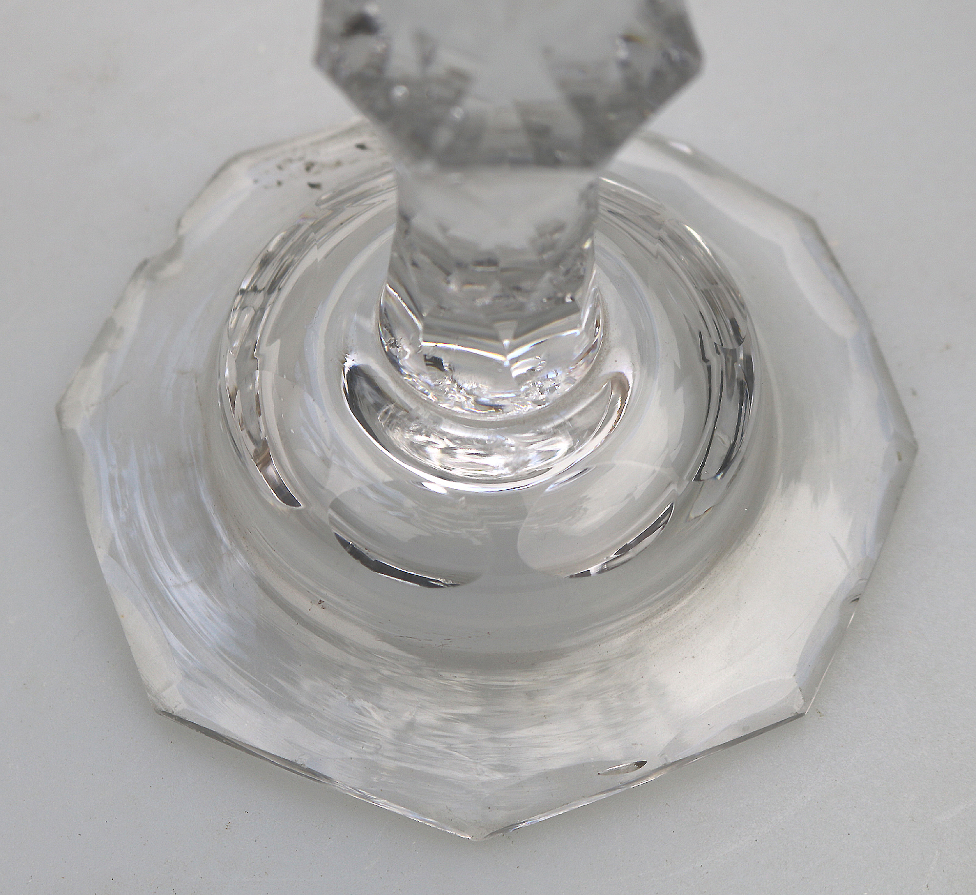 A Very Fine & Large Antique Georgian Facet Cut Glass Stem Sweetmeat 18cm ht C.18thC