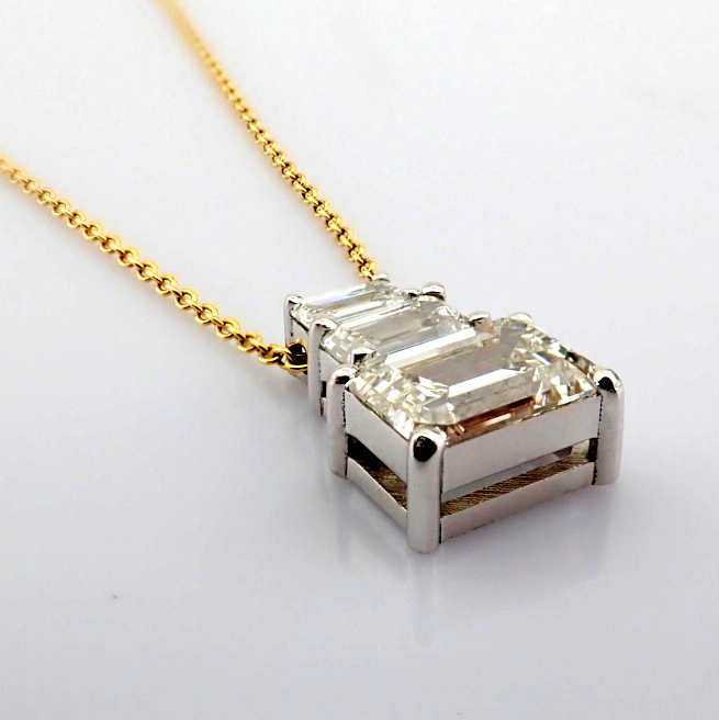Emerald Cut Lab-Grown Diamond Necklace - 3.06 Total Carat (IGI Certified)