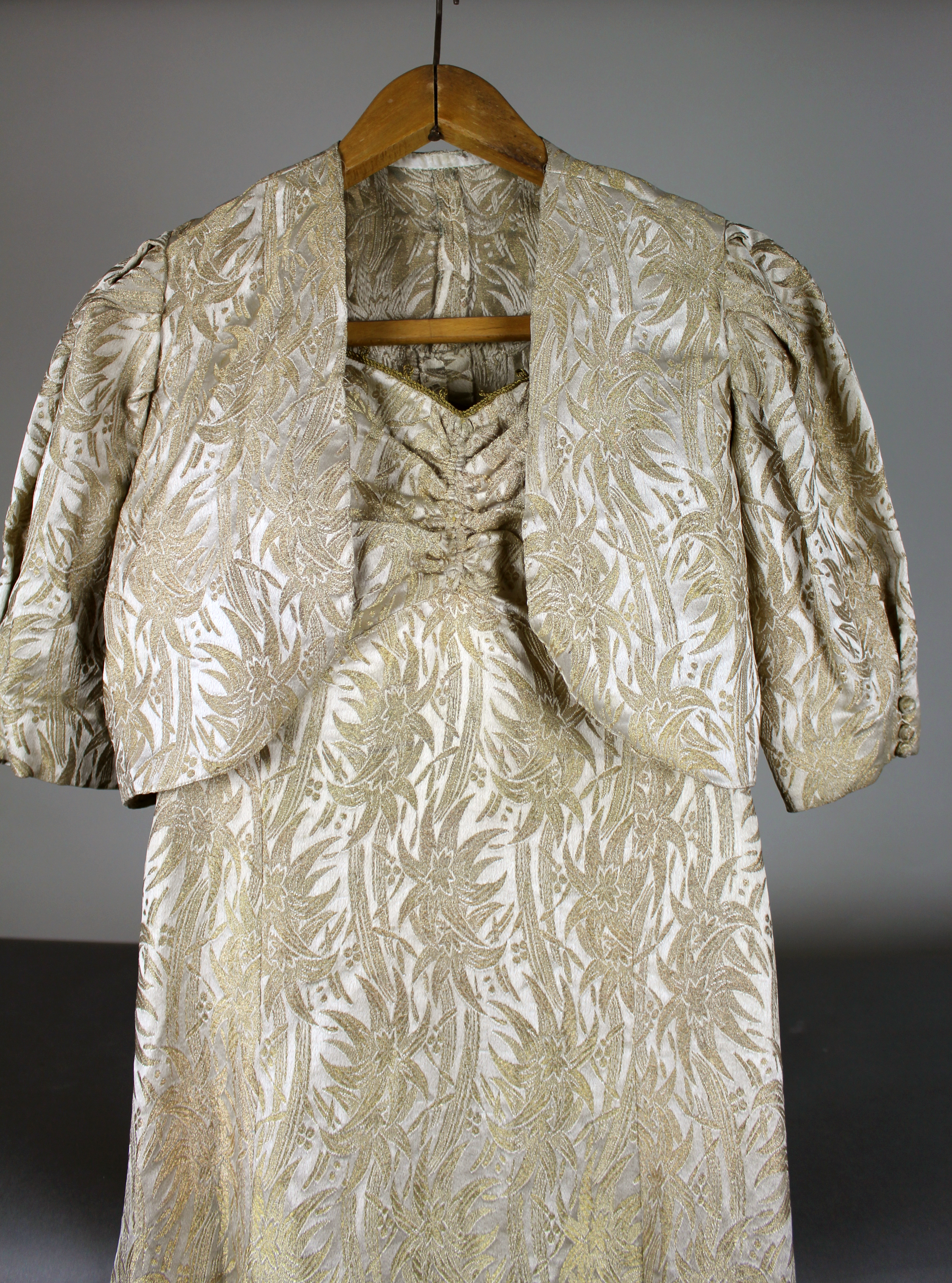Edwardian Silk Brocade Dress and Jacket Ensemble