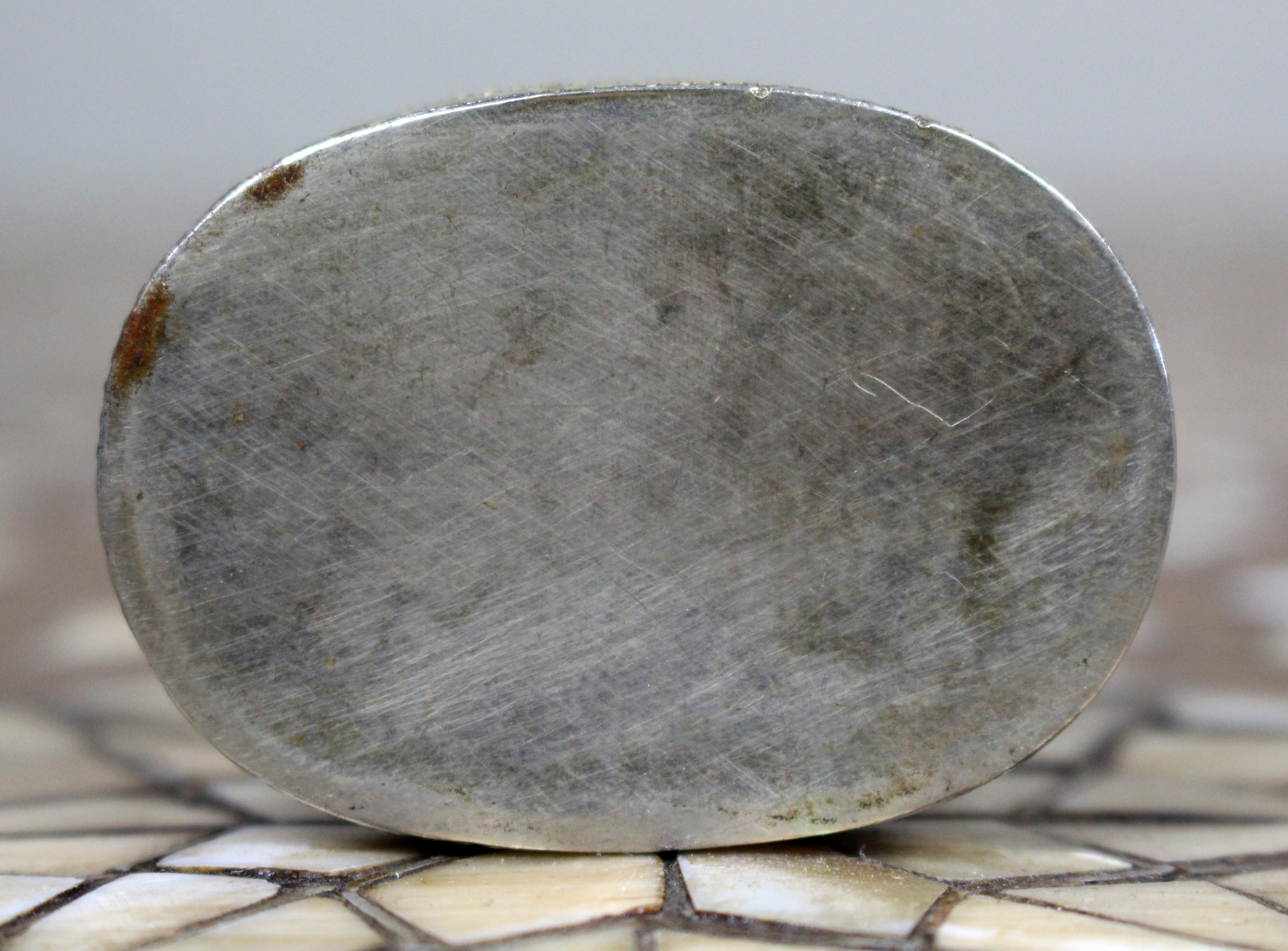 Antique Lapis Islamic Metal Kohl Snuff Box