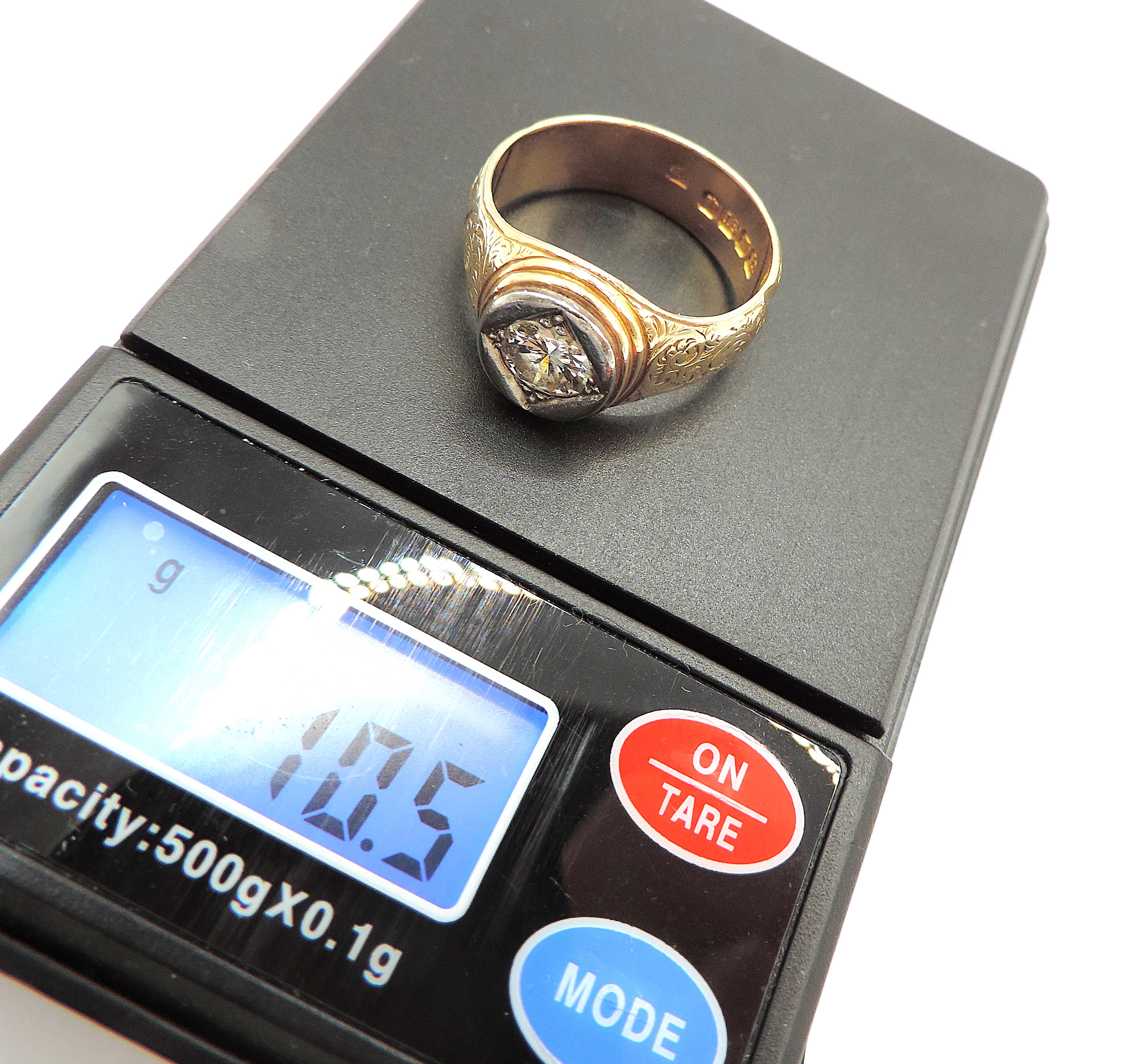 Edwardian 18K Gold Old Mine Cut 1.25 Carat Diamond Ring London Hallmark 1903